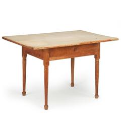 American Primitive Scrubbed Pine Tavern Antique Farm Table, 19th Century