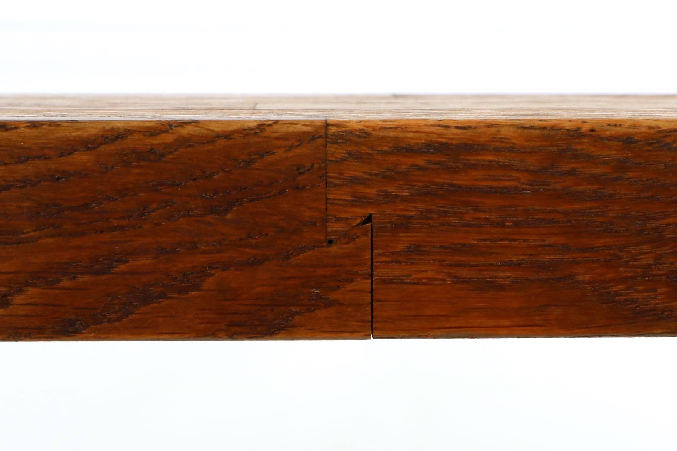 Modern Chrome, Glass and Dovetail Joined Oak Dining Table c. 1980's 2