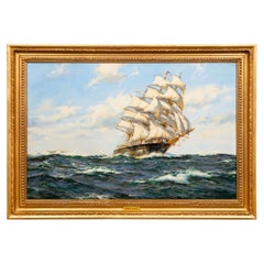 Seascape Painting of American Clipper Ship “Red Cloud” by Henry Scott