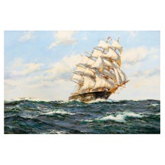 Seascape Painting of American Clipper Ship “Red Cloud” by Henry Scott