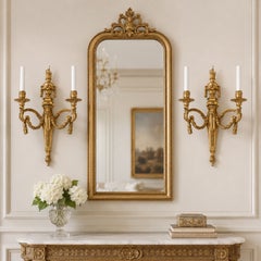19th Century Pair of French Louis XVI Style Two-Light Wall Sconces Candelabra