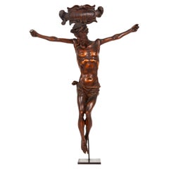 Corpus Christi del XVIII secolo in bosso finemente intagliato su piedistallo