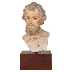 19th Century Italian Polychromed Terracotta Bust of a Saint