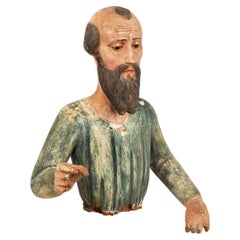 18th Century Spanish Colonial Polychromed Carved Wood Santos Sculpture