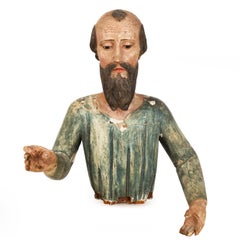 18th Century Spanish Colonial Polychromed Carved Wood Santos Sculpture