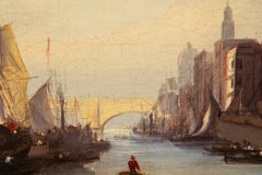 Fine Pair of British School Paintings of London Along the Thames circa 1835