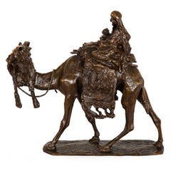 Scultura italiana in bronzo antico “La fuga dall’Egitto” (1892) di Ernesto Bazzaro