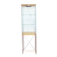 Pair of Mid-Century Modern Glass And Blond Wood Display Cases