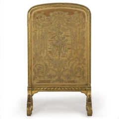 French Louis XVI Style Carved Giltwood Fire Screen c. 1900
