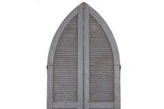 Pair of Weathered Gray-Painted Arched Dome Louvered Doors, 19th Century