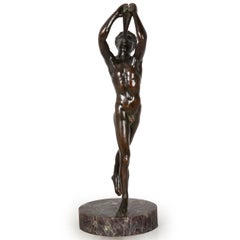 Magnifique sculpture italienne antique du XIXe siècle représentant un faune-satyre avec une double flûte