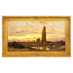 Italian Landscape Painting “View of Roman Campagna Ruins” by Hermann Corrodi