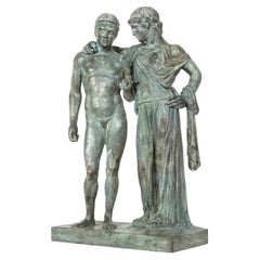 Scultura in bronzo antico del Grand Tour italiano “Oreste ed Elettra”, 1880 circa