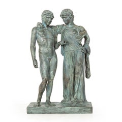 Scultura in bronzo antico del Grand Tour italiano “Oreste ed Elettra”, 1880 circa
