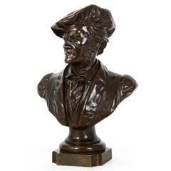 Kleine antike deutsche Kabinettbronze-Büste von Richard Wagner von Eugen Bormel