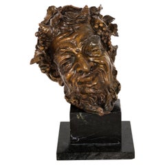 Italian Realist Bronze Bust of a Satyr Faun attributed to Vincenzo Gemito