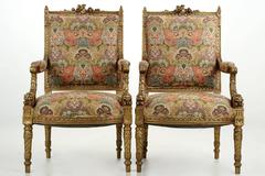 Vintage French Louis XVI Style Giltwood Salon Suite with Settee & Two Armchairs