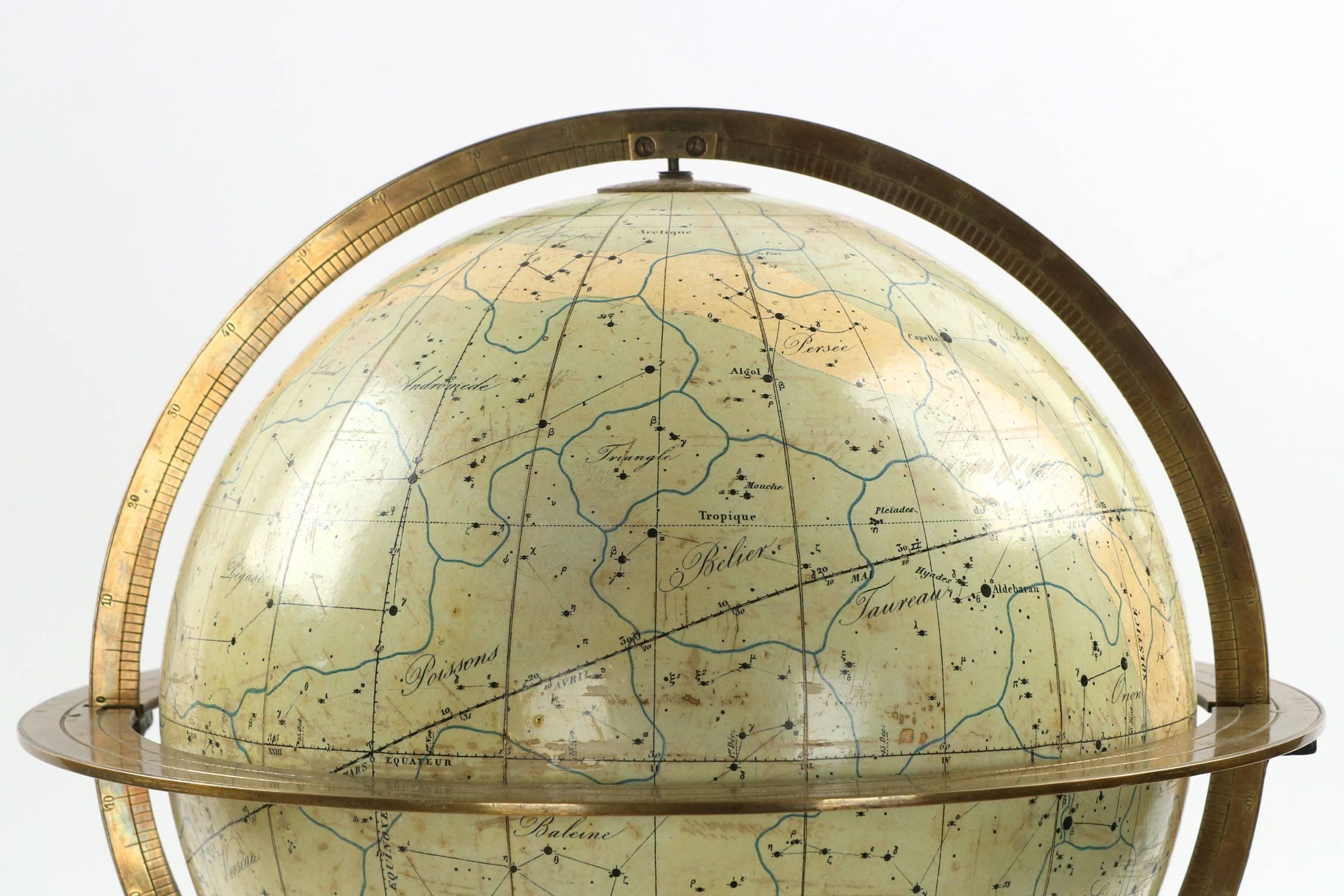 Plaster Fine Antique French Celestial Table Globe by Charles Dien, 19th Century