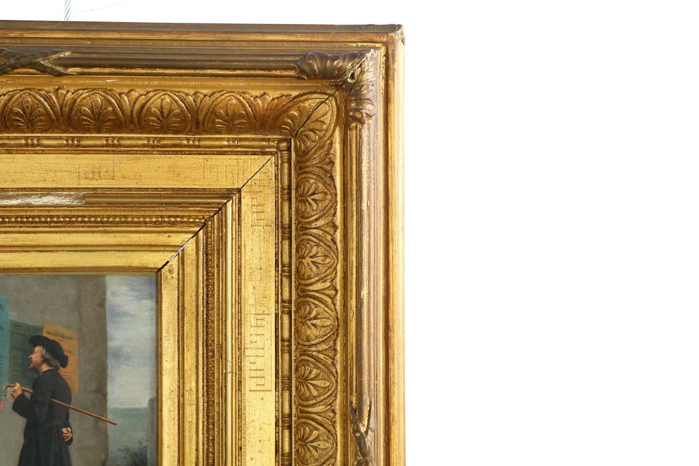 Wood 19th Century Antique French Painting of 