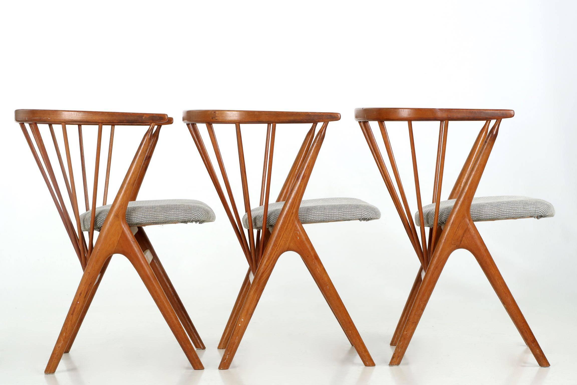 Mid-Century Modern Rare Set of Six Helge Sibast for Sibast Møbler No. 8 Dining Chairs, circa 1960