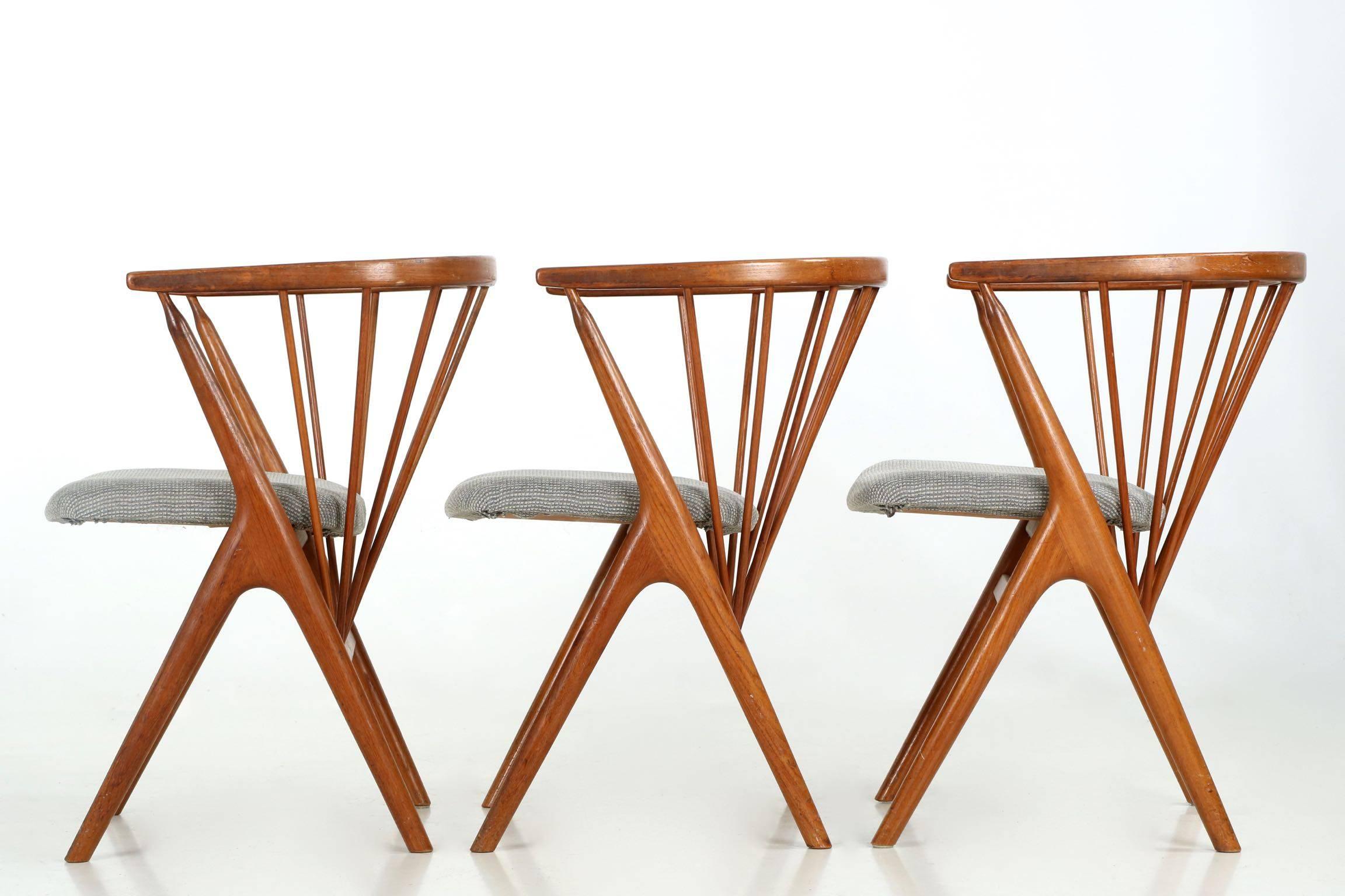 Danish Rare Set of Six Helge Sibast for Sibast Møbler No. 8 Dining Chairs, circa 1960