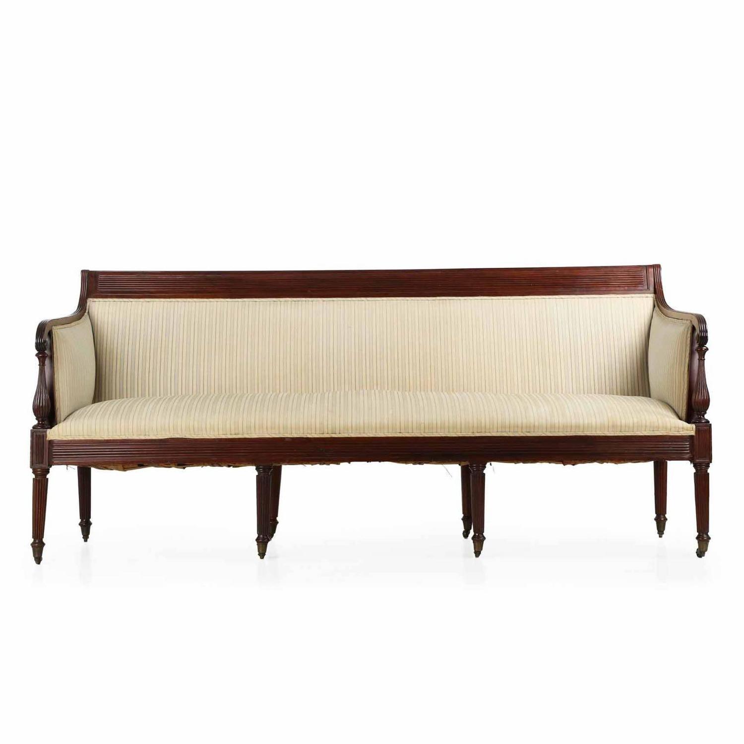 American Clical Reeded Mahogany Antique Sofa Settee Baltimore American Clical Reeded Mahogany Antique Sofa Settee Baltimore Circa 1820 At 1stdibs