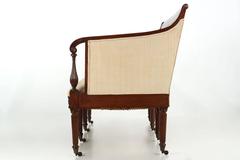 American Classical Reeded Mahogany Antique Sofa Settee, Baltimore, circa 1820