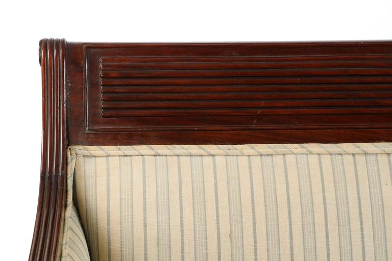 American Classical Reeded Mahogany Antique Sofa Settee, Baltimore