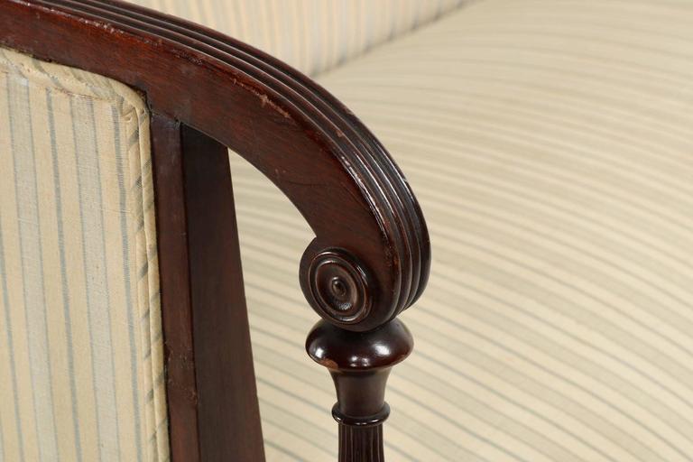 American Classical Reeded Mahogany Antique Sofa Settee, Baltimore