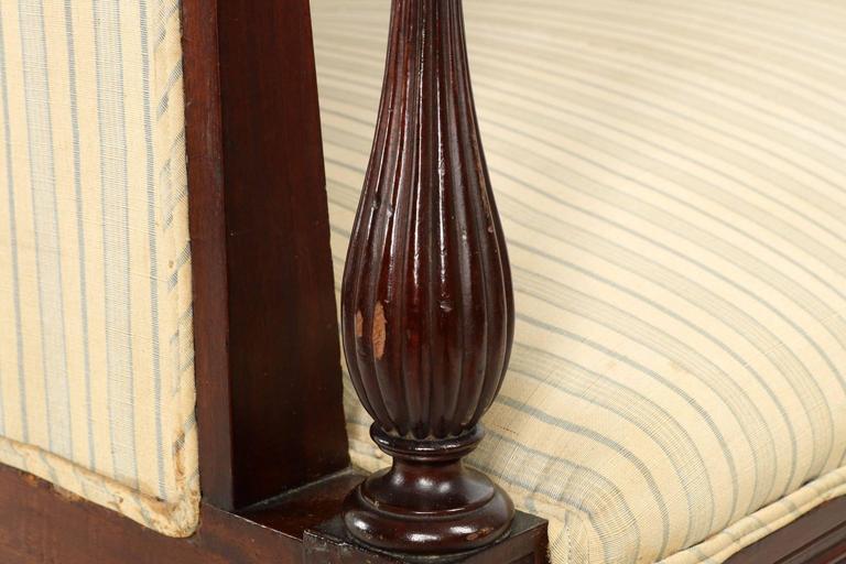 American Classical Reeded Mahogany Antique Sofa Settee, Baltimore