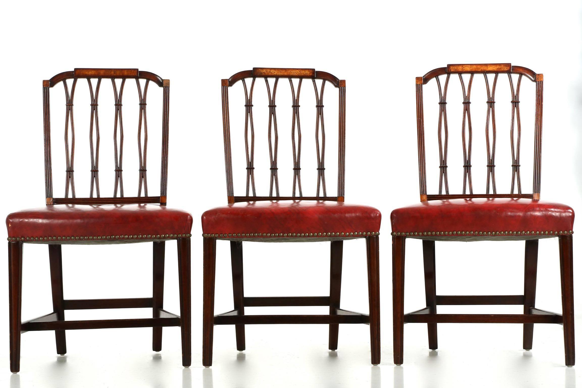 Set of Eight American Federal Style Mahogany and Birch Dining Chairs 1