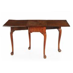 18th Century English George II Walnut Drop-Leaf Table with Ball & Claw Feet