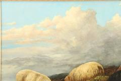 Large British Landscape Painting "Shepherd with Flock" by James Morris c. 1857
