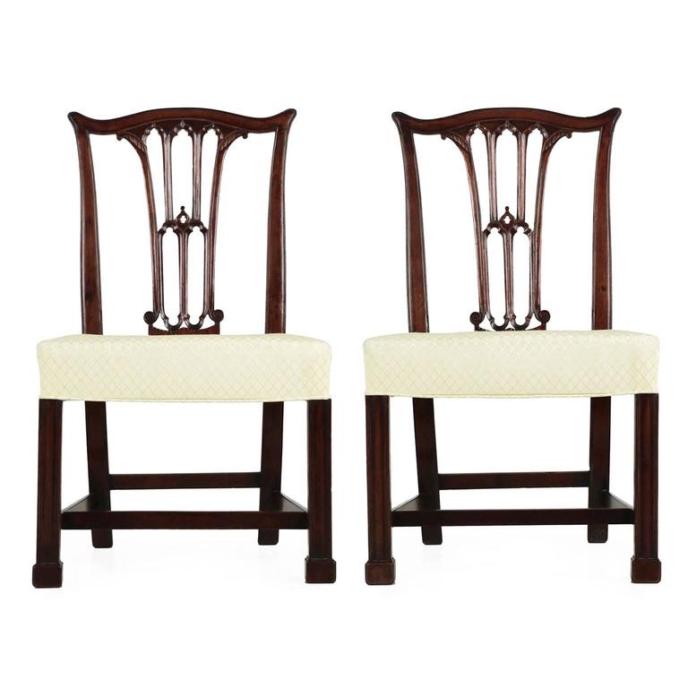 Chippendale Chairs Part - 38: Pair Of English Chippendale Mahogany Side Chairs In Gothic Taste, Circa 1780 For Sale