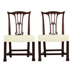 Pair of English Chippendale Mahogany Side Chairs in Gothic Taste, circa 1780