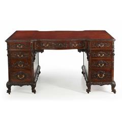 Exceptional Rococo Revival Mahogany Partner's Desk, Bertram and Sons, circa 1880
