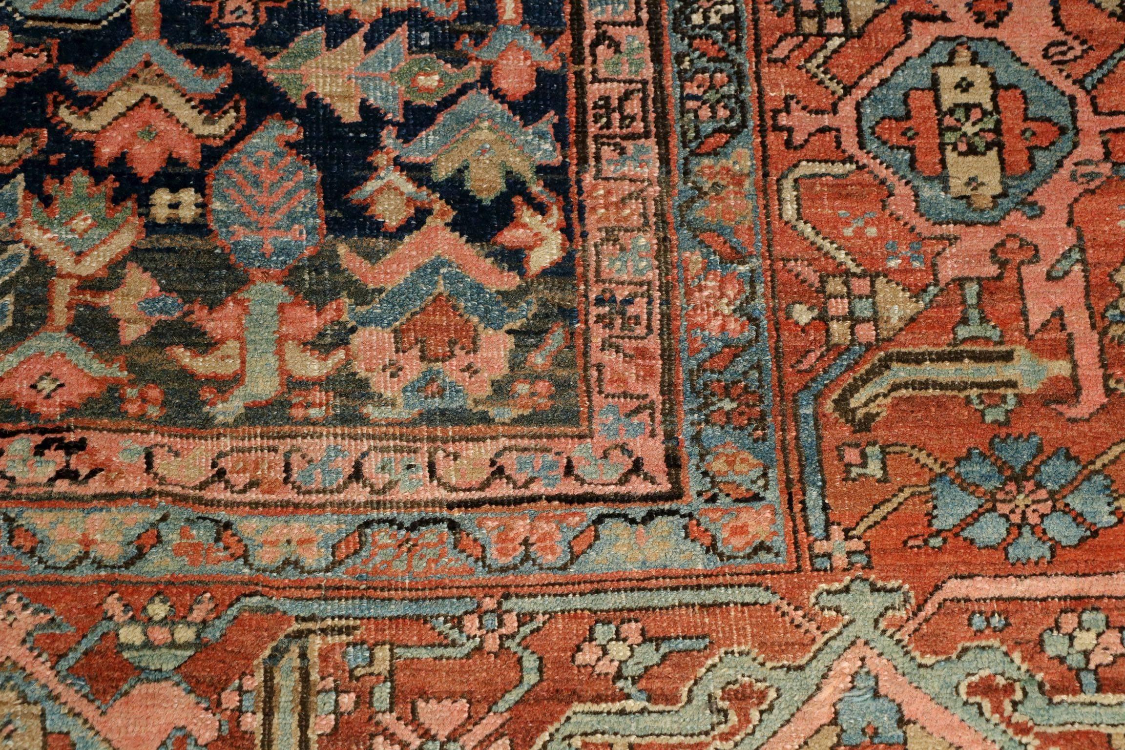 Fine Authentic Room Size Antique Heriz Rug w/ Serapi Colors, circa 1900 2