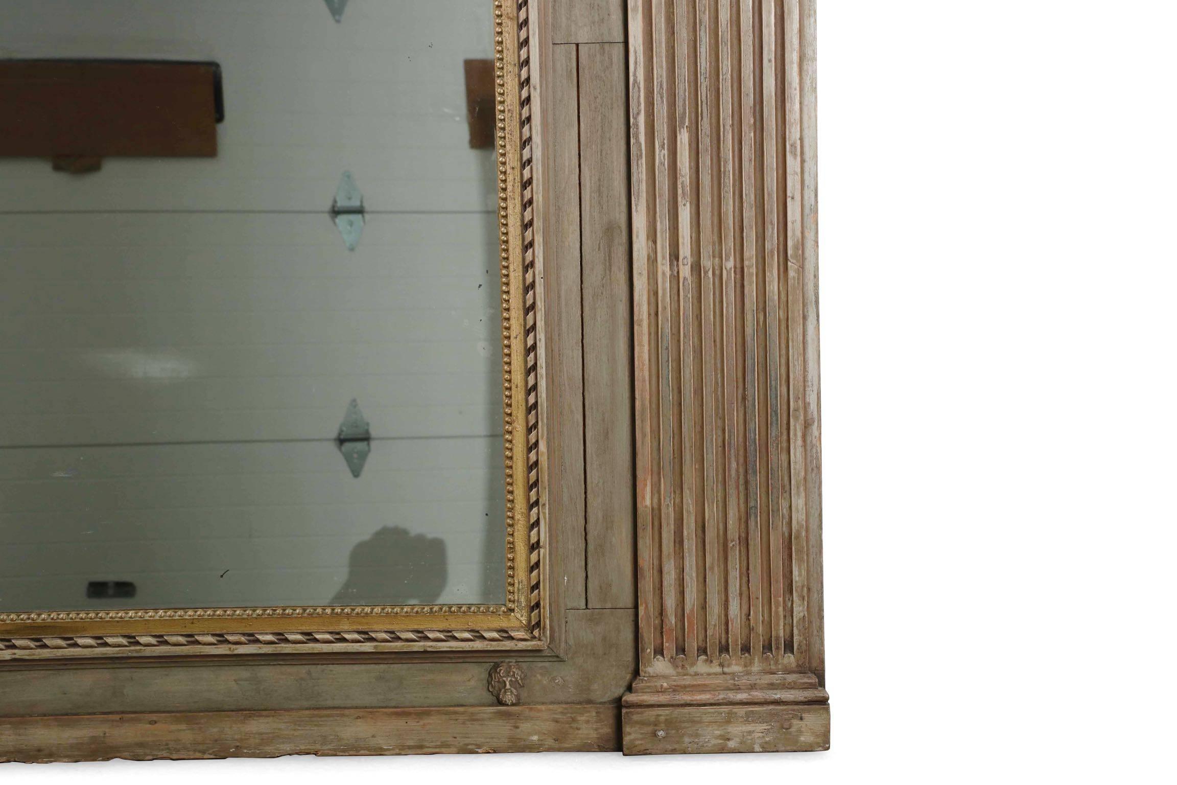20th Century French Neoclassical Period Carved and Painted Wall Mirror