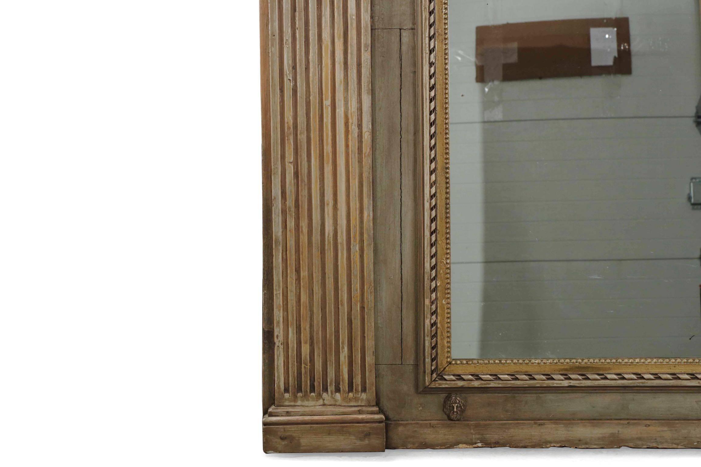 French Neoclassical Period Carved and Painted Wall Mirror 1