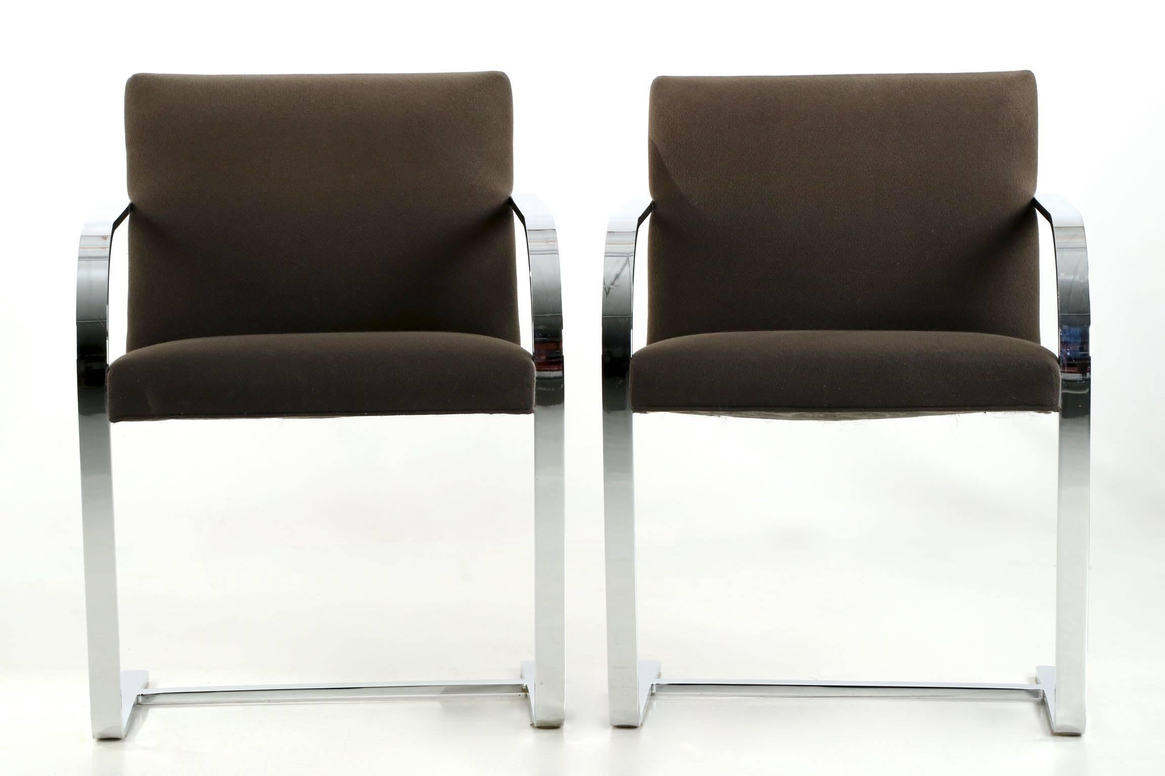 Modern Vintage Set of Four Chromed Flat Arm Chairs after Mies Van Der Rohe BRNO