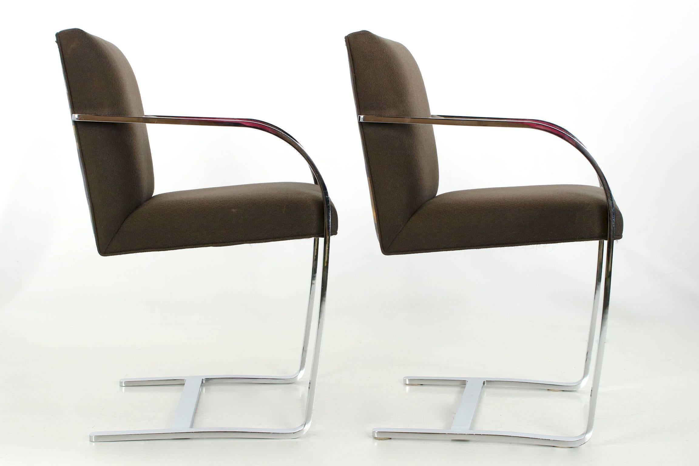 Vintage Set of Four Chromed Flat Arm Chairs after Mies Van Der Rohe BRNO 2