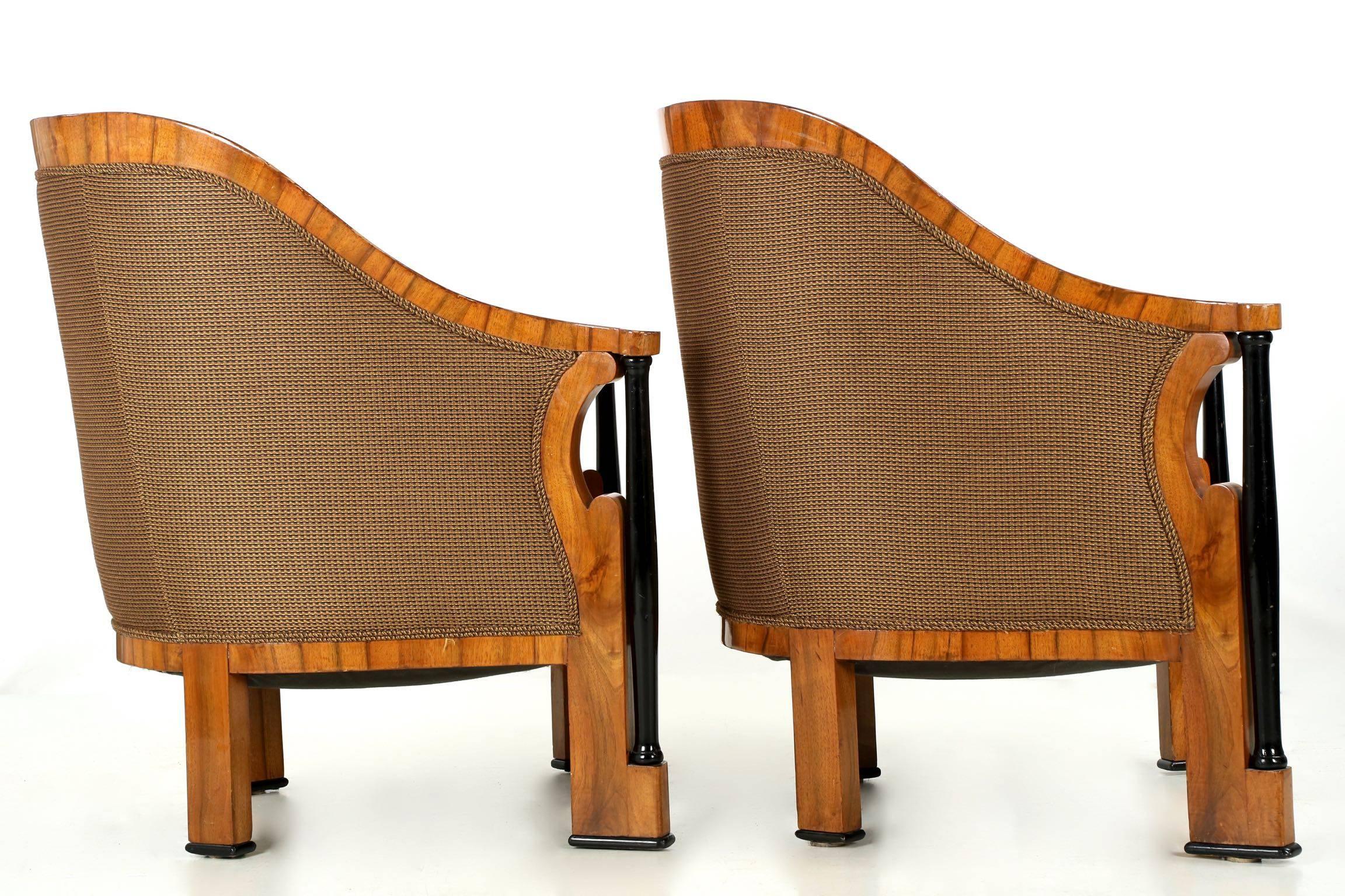 Pair of Austro-Hungarian Biedermeier Tub Arm Chairs, circa 1825 2