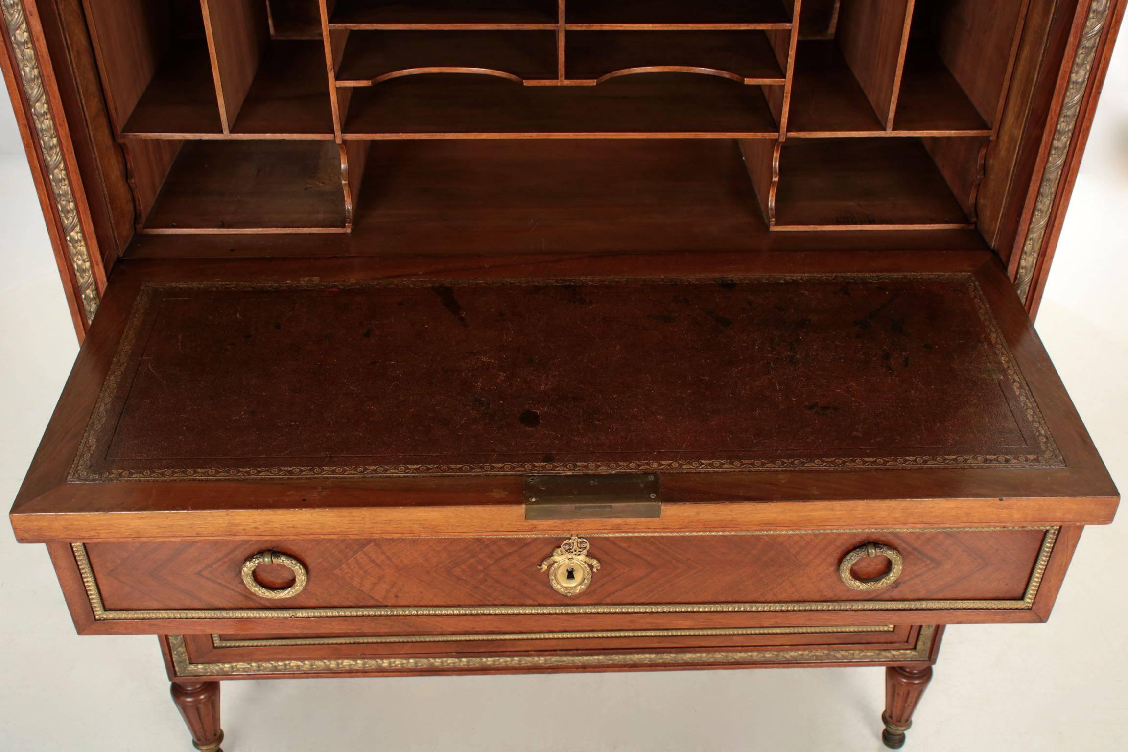 20th Century Signed Maison Forest Antique Secretaire Secretary Desk in Louis XVI Style
