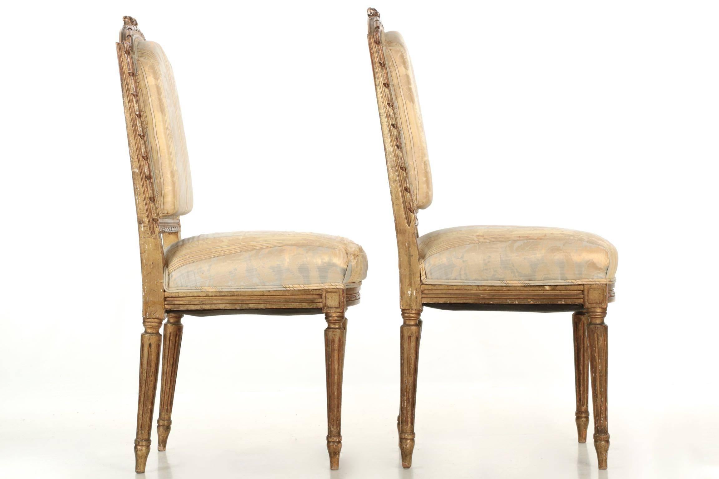 19th Century Pair of French Louis XVI Style Antique Side Chairs 2