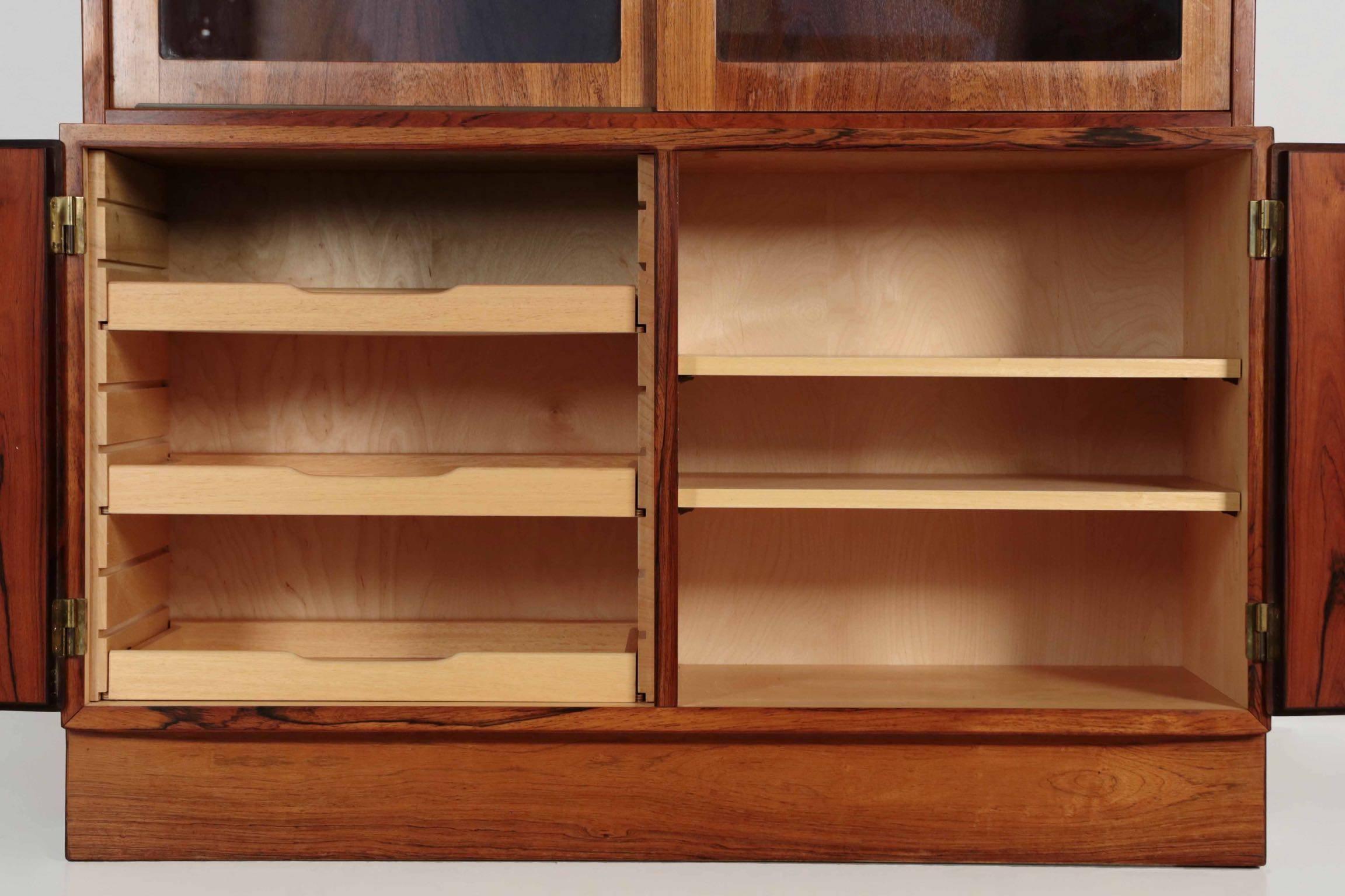 Veneer Danish Mid-Century Modern Rosewood Bookcase Cabinet by Poul Hundevad