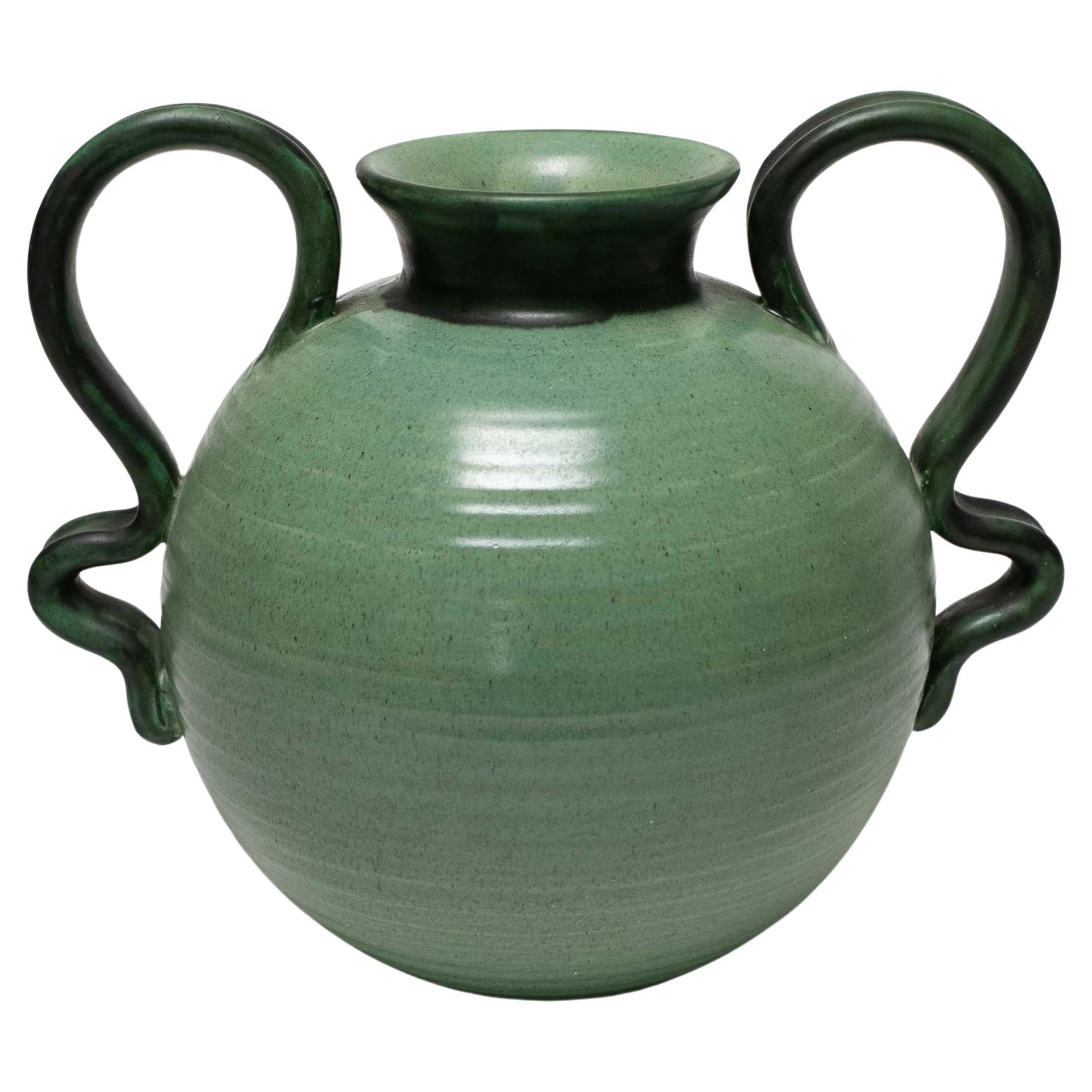 Glazed Ceramic Vase with Two Handles by Eva Jancke Björk, Upsala Ekeby, Sweden