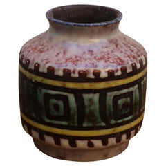 Pareja de jarrones vintage de mediados de siglo, color crema, turquesa y amarillo, Hungría, c. 1960