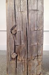 Pair of Antique Hand-Hewn Oak Timber Pedestals