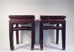 Pair of Early 19th Century Chinese Hardwood Square Stools/ Tables (Feng Dengs)