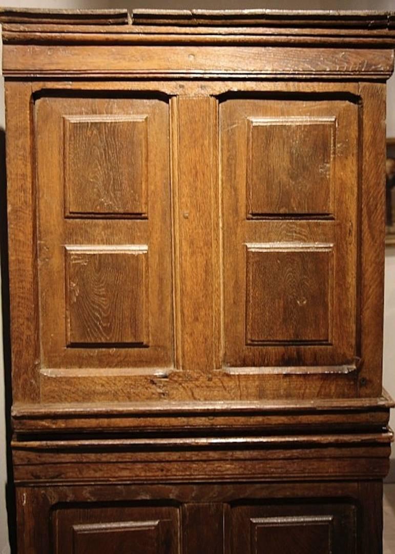 17th Century Flemish Oak Panelled Cupboard, Dated 1657 For Sale 2